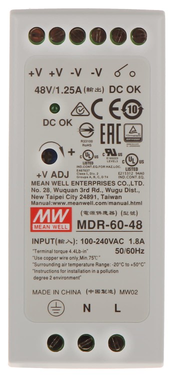 ZASILACZ IMPULSOWY MDR-60-48 MEAN WELL-1336378