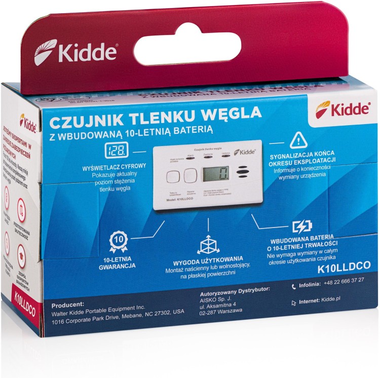 Czujnik czadu z wyświetlaczem Kidde K10LLDCO-1500996