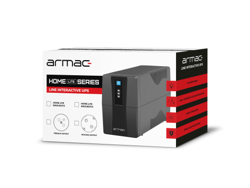 UPS ARMAC HOME LITE HL/850F/LED/V2 LINE-INTERACTIVE 850VA 2X 230V SCHUKO LED-1612106