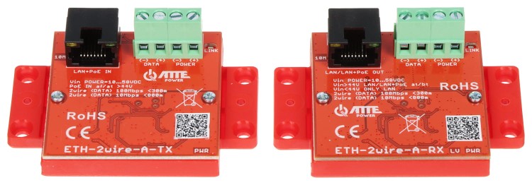 ZESTAW KONWERTERÓW UTP / 2-WIRE DO TRANSMISJI LAN+POE ETH-2WIRE-A-SET KOMPLET 2 SZT ATTE-1677686