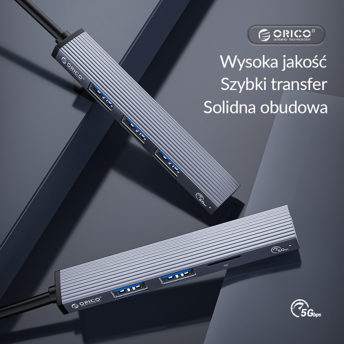 Orico Hub USB-C 3xport USB-A, czytnik microSD, alu-1635739