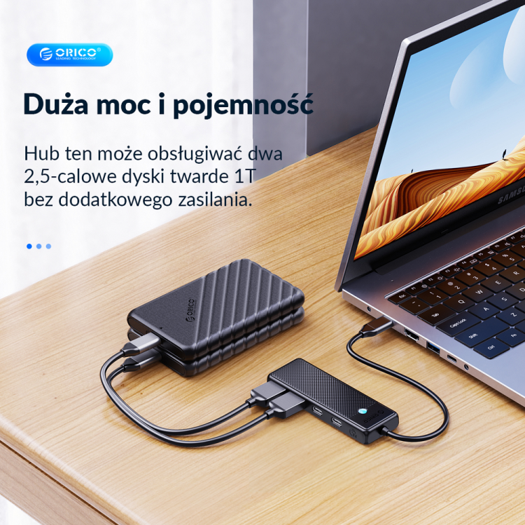 Orico Hub USB-C 2x USB-A, 2x port USB-C 100W-1637583