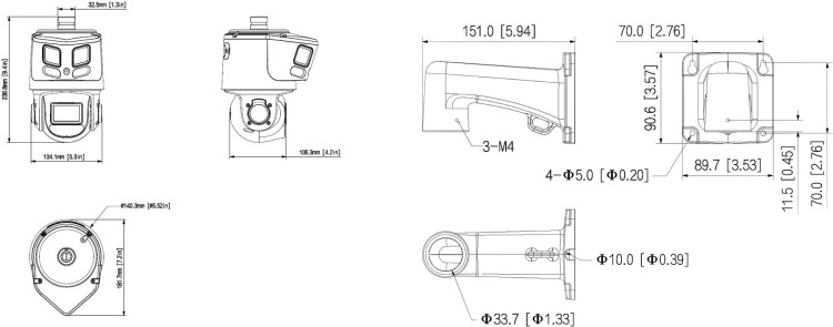 KAMERA IP OBROTOWA ZEWNĘTRZNA SDT3E410-8P-MB-A-PV1 PANORAMICZNA TiOC WizSense Smart Dual Light - 3.7Mpx, 8Mpx 4... 40mm, 2 X 2.8mm DAHUA-1695736
