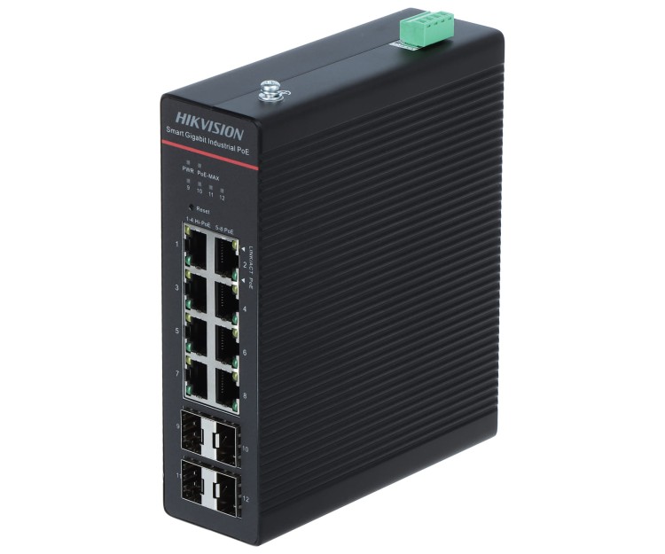 SWITCH PRZEMYSŁOWY POE DS-3T1512HP-SI-8P4F/NOPOWER 8-PORTOWY SFP Hikvision-1773001