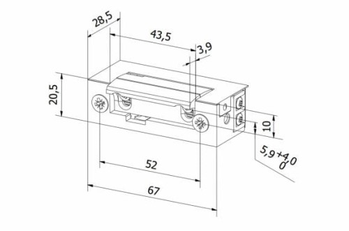 Elektrozaczep BIRA symetryczny ES1-001 12V AC/DC podstawowy-1698287