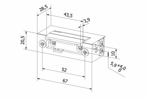 Elektrozaczep BIRA symetryczny ES1-001 12V AC/DC podstawowy-1698287