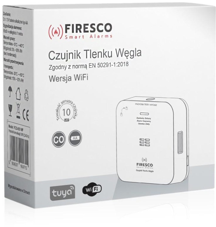 Czujnik czadu Firesco FCO-850 WF z WiFi aplikacja Tuya -1611671
