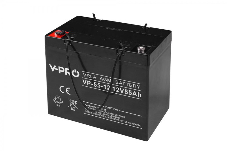 VOLT Polska VPRO 12V 55Ah – akumulator VRLA AGM – widok pod kątem.jpg