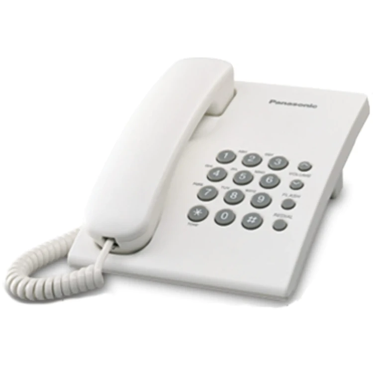 KX-TS500PDW Telefon przewodowy biały Panasonic widok od przodu.webp