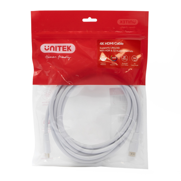 Unitek Kabel HDMI 2.0 4K biały 3m-1783688