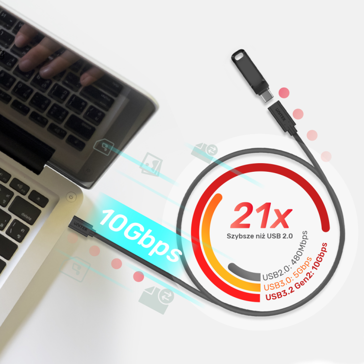 Unitek Przedłużacz USB-C 10Gbps 4K, PD 100W 1,5 m-1278709