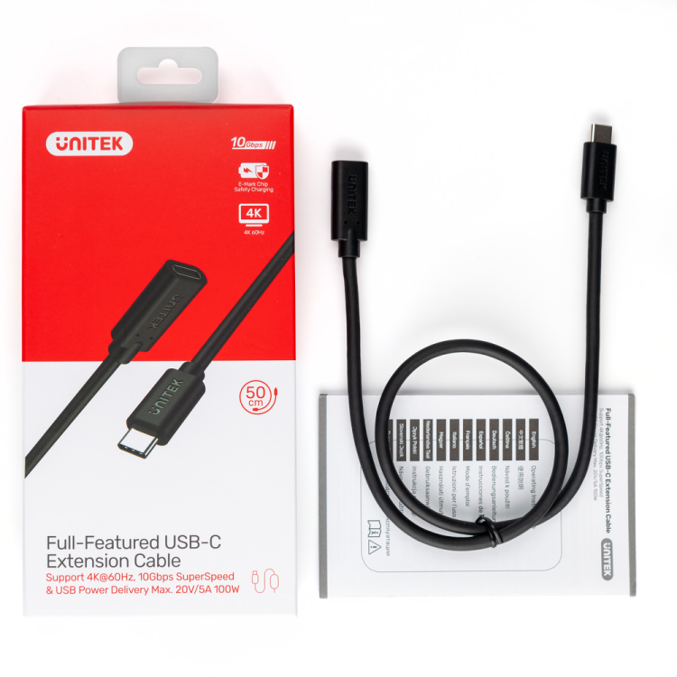 Unitek Przedłużacz USB-C 10Gbps 4K, PD 100W 1,5 m-1635184