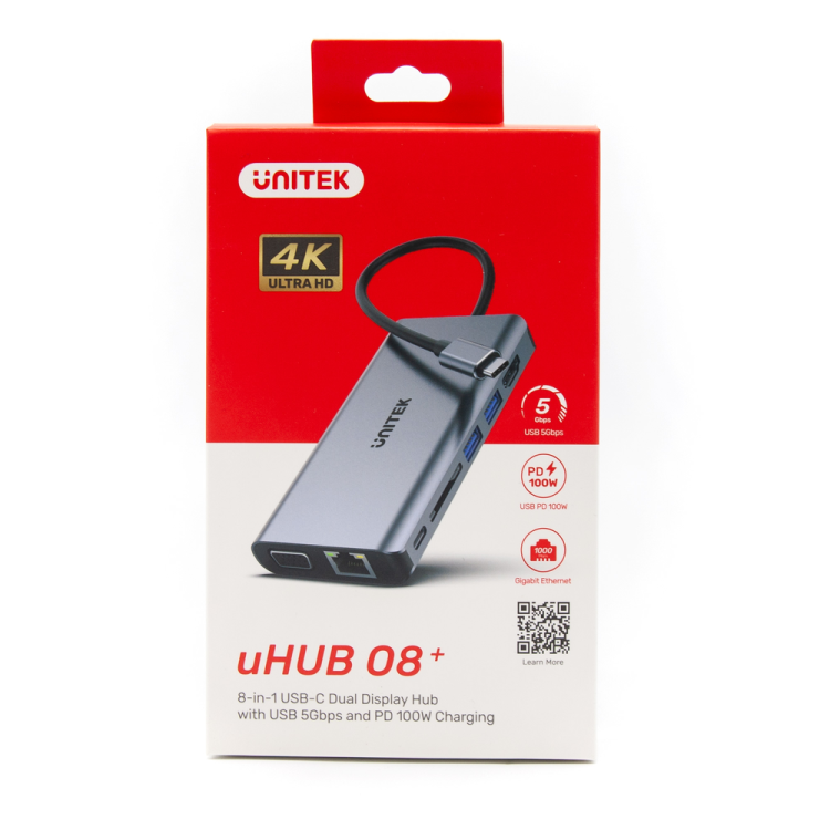 Unitek Hub USB-C 3.1 8w1 z Power Delivery 100W-1525420