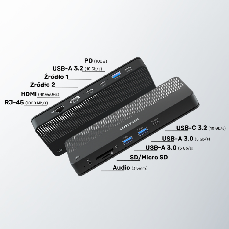 Unitek Przełącznik KVM 4K Hub USB 11 portów-1637501