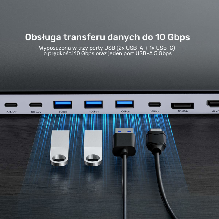 Unitek Stacja dokująca KVM z funkcją podstawki, potrójne wyjście 4K, USB-C, MST, HDMI 2.0-1808381