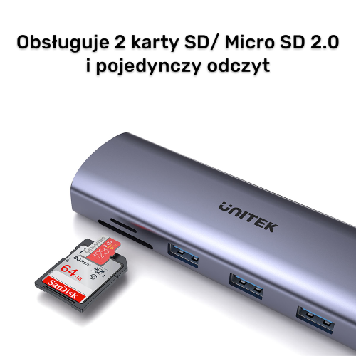 Unitek Hub 9w1 USB C Gigabit Ethernet HDMI VGA 3x USB A czytnik kart PD 100W-1782192