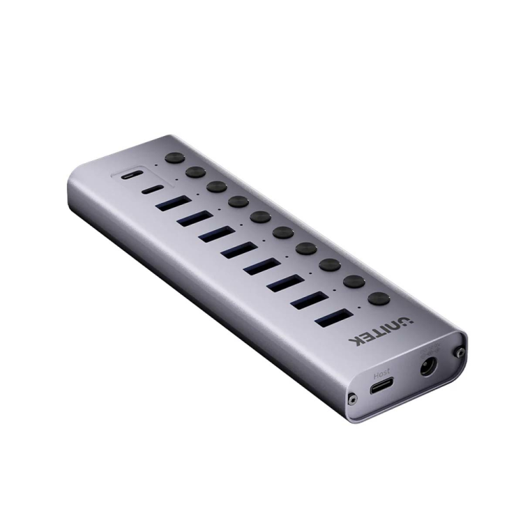 Unitek Hub USB C/USB A 10w1 5Gbps, 8x USB A, 2x USB C z włącznikami portów-1783368