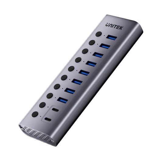 Unitek Hub USB C/USB A 10w1 5Gbps, 8x USB A, 2x USB C z włącznikami portów-1783370