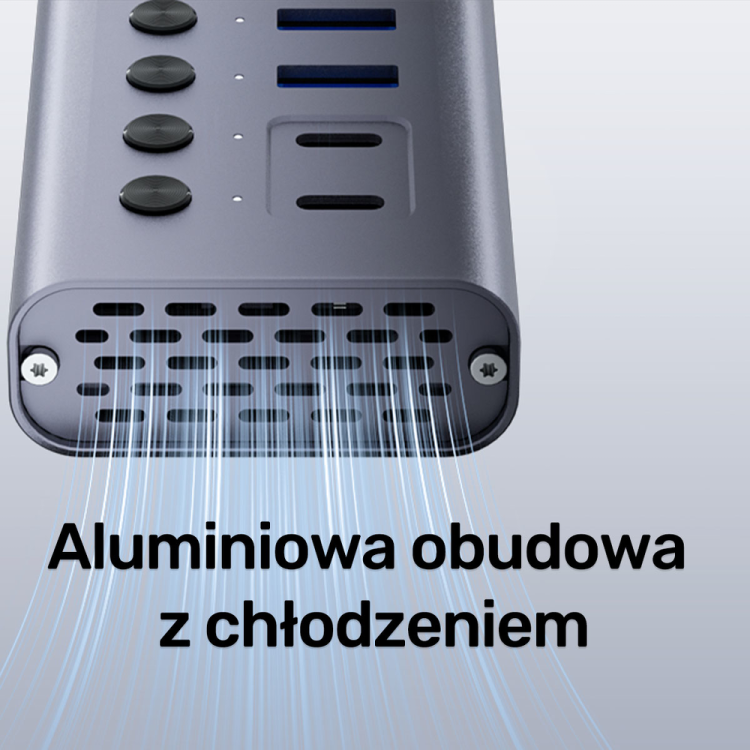 Unitek Hub USB C/USB A 10w1 5Gbps, 8x USB A, 2x USB C z włącznikami portów-1783377