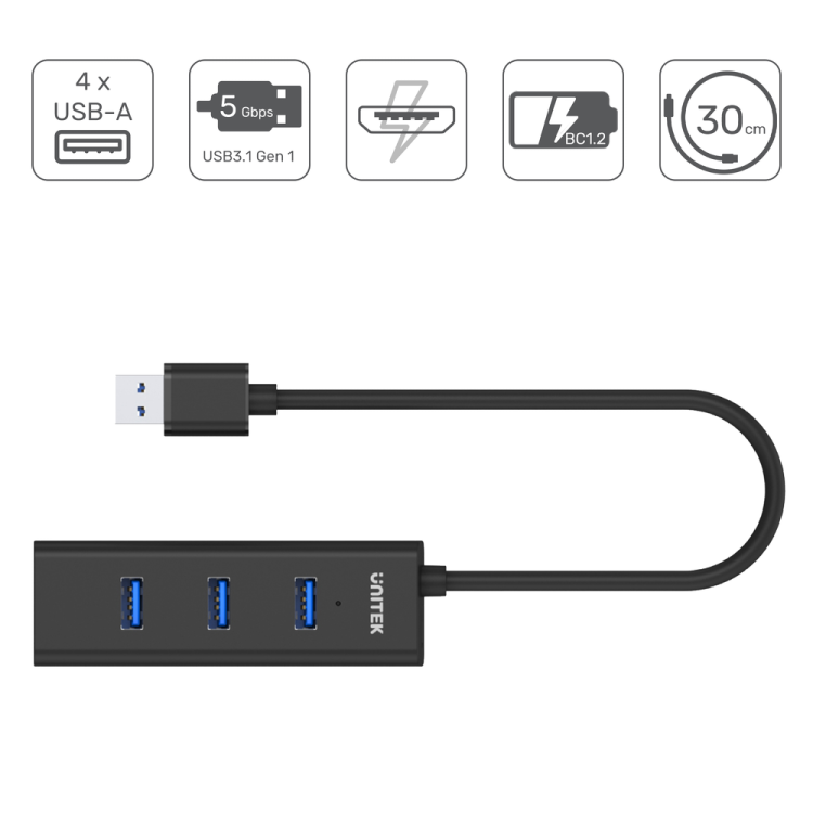Unitek Y-3089 hub 4x USB 3.0 retail-1777993