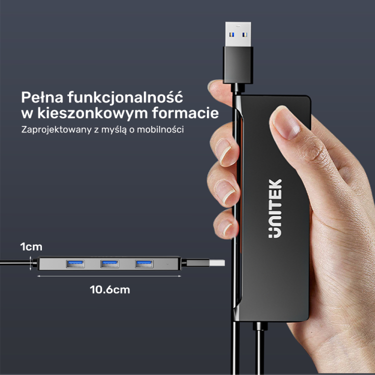 Unitek Hub USB-A 4 porty USB-A 5 Gbps-1787673