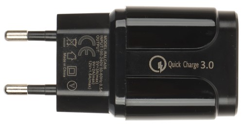 ŁADOWARKA SIECIOWA USB 5V/3A/USB-QUICK3.0/B STAZER-1560862