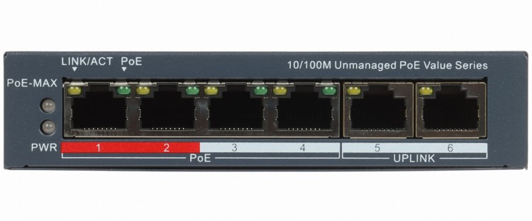 SWITCH POE DS-3E0106P-E/M(B) 4-PORTOWY Hikvision-1868911