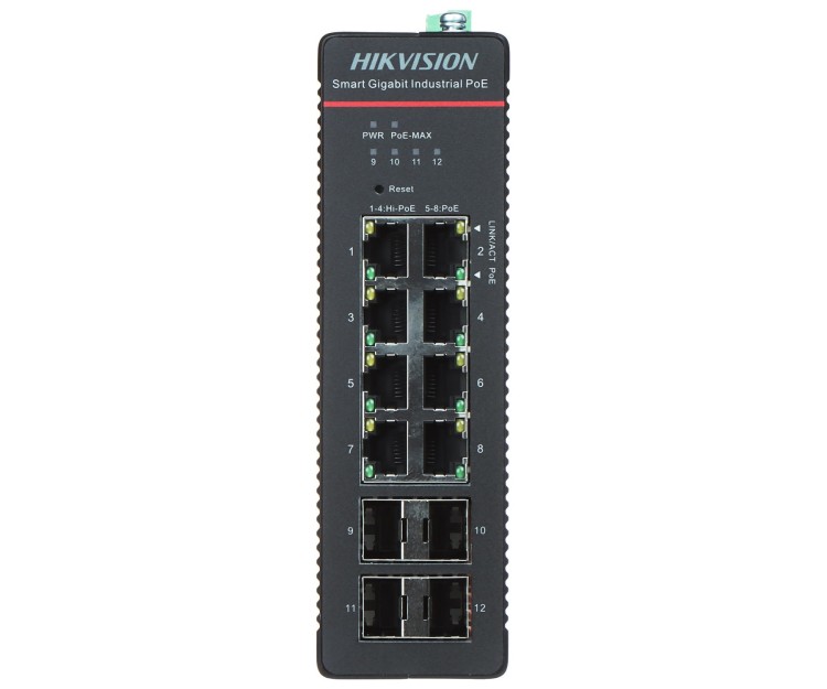 SWITCH PRZEMYSŁOWY POE DS-3T1512HP-SI-8P4FKIT(75W) 8-PORTOWY SFP Hikvision-1869314