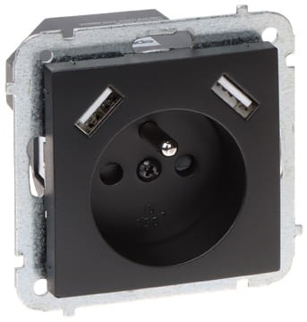 GNIAZDO POJEDYNCZE Z ZASILACZEM USB SANTRA/4188-19/EPN 230V 16A Elektro-Plast-1664960