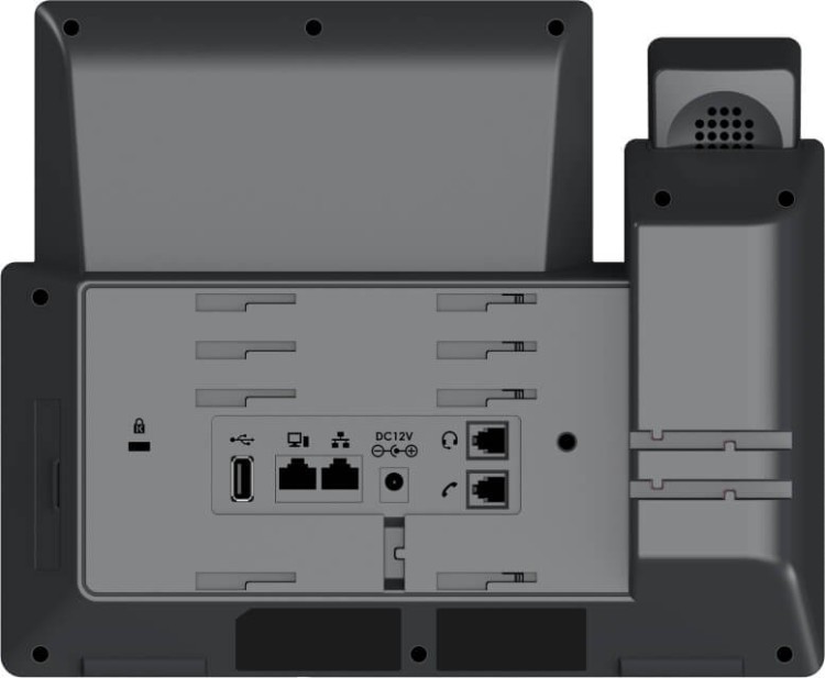 GRP2670 Telefon VoIP-6 konta SIP-POE-WiFi-porty GB-zasilacz - Grandstream - widok od tyłu.jpg