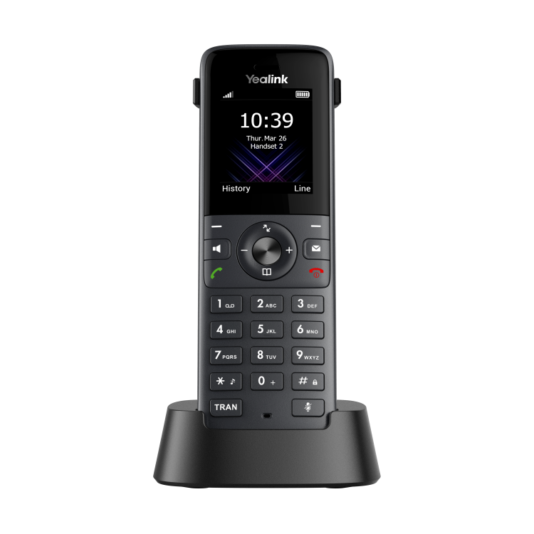 Yealink W73H – słuchawka DECT – widok z przodu z bazą.png