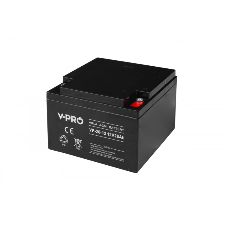 VOLT Polska VPRO 12V 26Ah – akumulator VRLA AGM – widok pod kątem.jpg