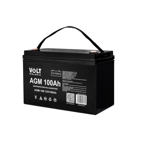 VOLT Polska VRLA AGM 12V 100Ah – akumulator bezobsługowy – widok pod kątem.jpg