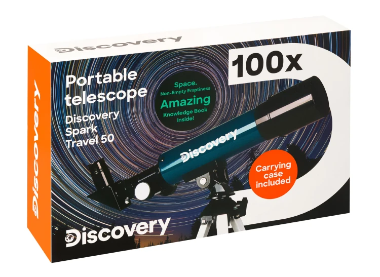 (PL) Teleskop Levenhuk Discovery Spark Travel 50 z książką-1542602