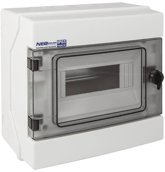 Rozdzielnica hermetyczna modułowa (500V AC, 1000V DC) 1x8 natynkowa (N+PE) IP65 RH-8 ELEKTRO-PLAST O-1899728