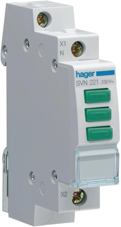 Lampka sygnalizacyjna, 230V AC, 3 x Zielony LED HAGER SVN221-1920204