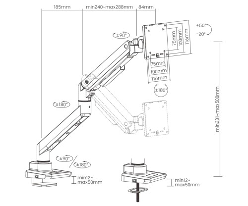 UCHWYT BIURKOWY MONITORA BRATECK-LDT69-C012 BRATECK-1811126