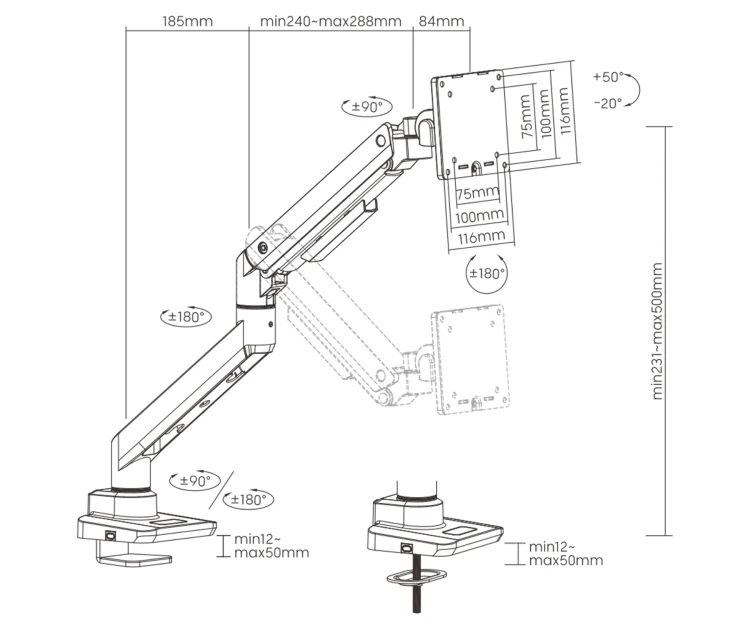 UCHWYT BIURKOWY MONITORA BRATECK-LDT69-C012 BRATECK-1811126