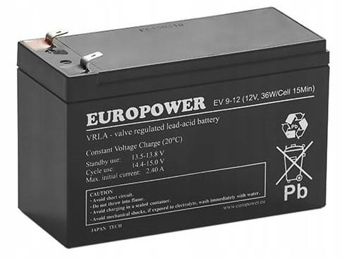 Akumulator AGM EUROPOWER serii EV 12V 8Ah / C10 (Żywotność 6-9 lat) T1-1904330