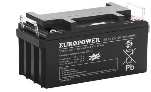 Akumulator AGM EUROPOWER serii EPL 12V 65Ah (Żywotność 15 lat)-1888605