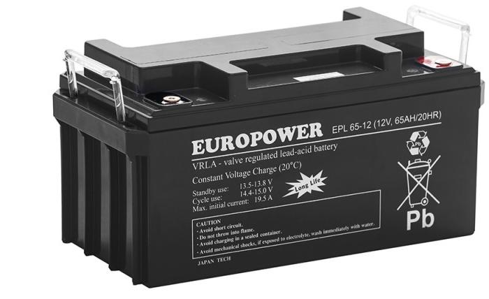 Akumulator AGM EUROPOWER serii EPL 12V 65Ah (Żywotność 15 lat)-1888605