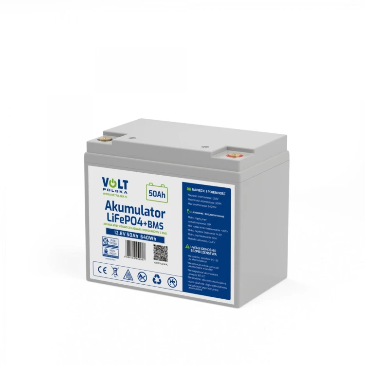 AKUMULATOR VOLT POLSKA LITOWO-ŻELAZOWO-FOSFORANOWY LiFePO4 12V 50Ah 50A-1882260