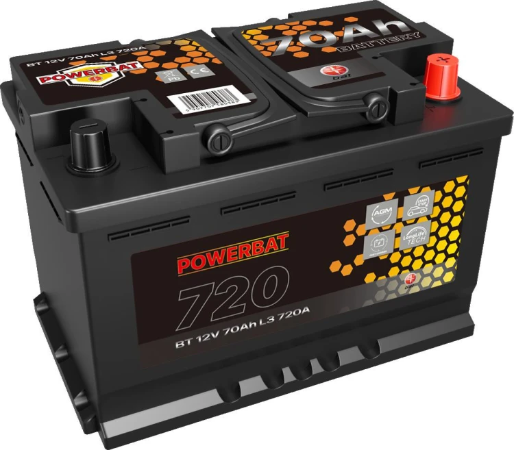 Akumulator AGM samochodowy START-STOP POWERBAT L3 12 V 70 Ah-1937397
