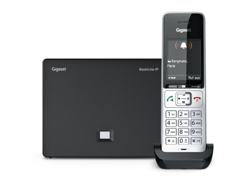 Gigaset BasicLine IP + COMFORT 500HX – zestaw telefonu VoIP DECT – widok z przodu.png