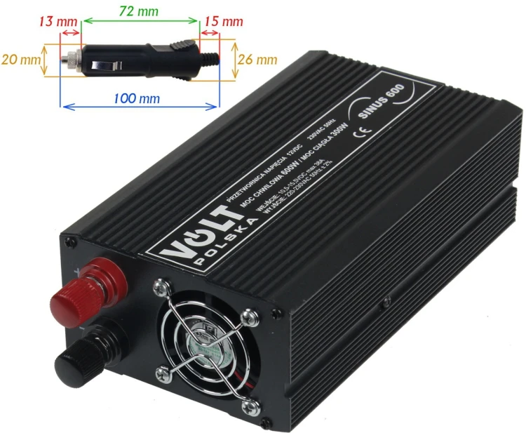 PRZETWORNICA VOLT POLSKA SINUS 600 12V / 230V 300/600W-1891476