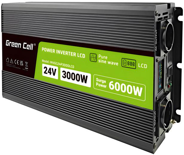 PRZETWORNICA NAPIĘCIA Green Cell PowerInverter LCD 24V / 230V 3000/6000W CZYSTA SINUSOIDA-1675986