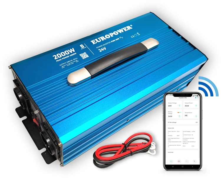 PRZETWORNICA NAPIĘCIA INWERTER EUROPOWER 24V DC / 230V AC 2000W / 4000W CZYSTY SINUS BLUETOOTH-1919537