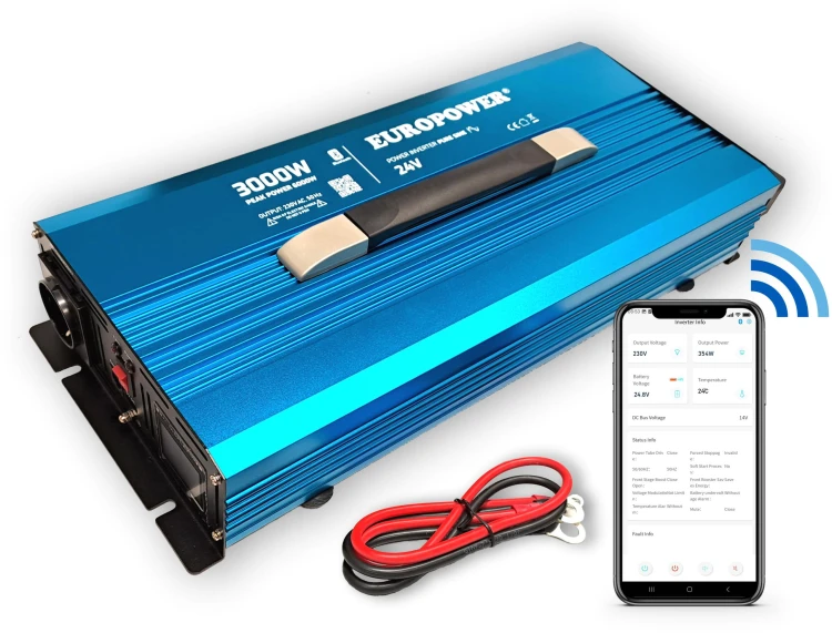 PRZETWORNICA NAPIĘCIA INWERTER EUROPOWER 24V DC / 230V AC 3000W / 6000W CZYSTY SINUS BLUETOOTH-1919538