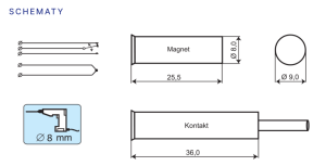 Schemat MC346 Kontakt magnetyczny, montaż wpuszczany, NC-NO.png