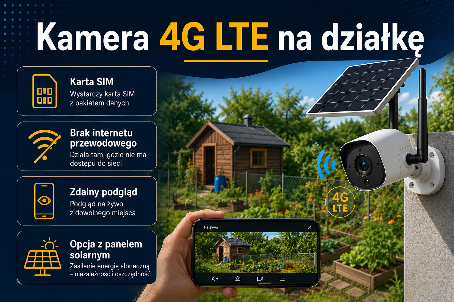 Kamera 4G LTE na działkę – monitoring bez internetu przewodowego i zdalny podgląd